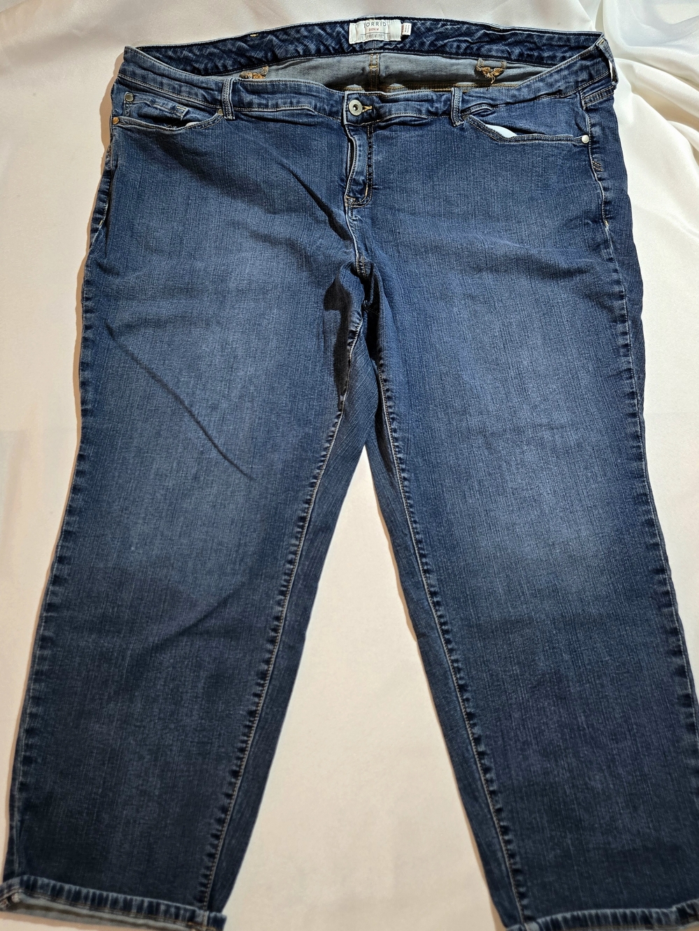 Torrid First At Fit Medium Wash Straight Jeans - Classic Dark Blue Women's Jeans